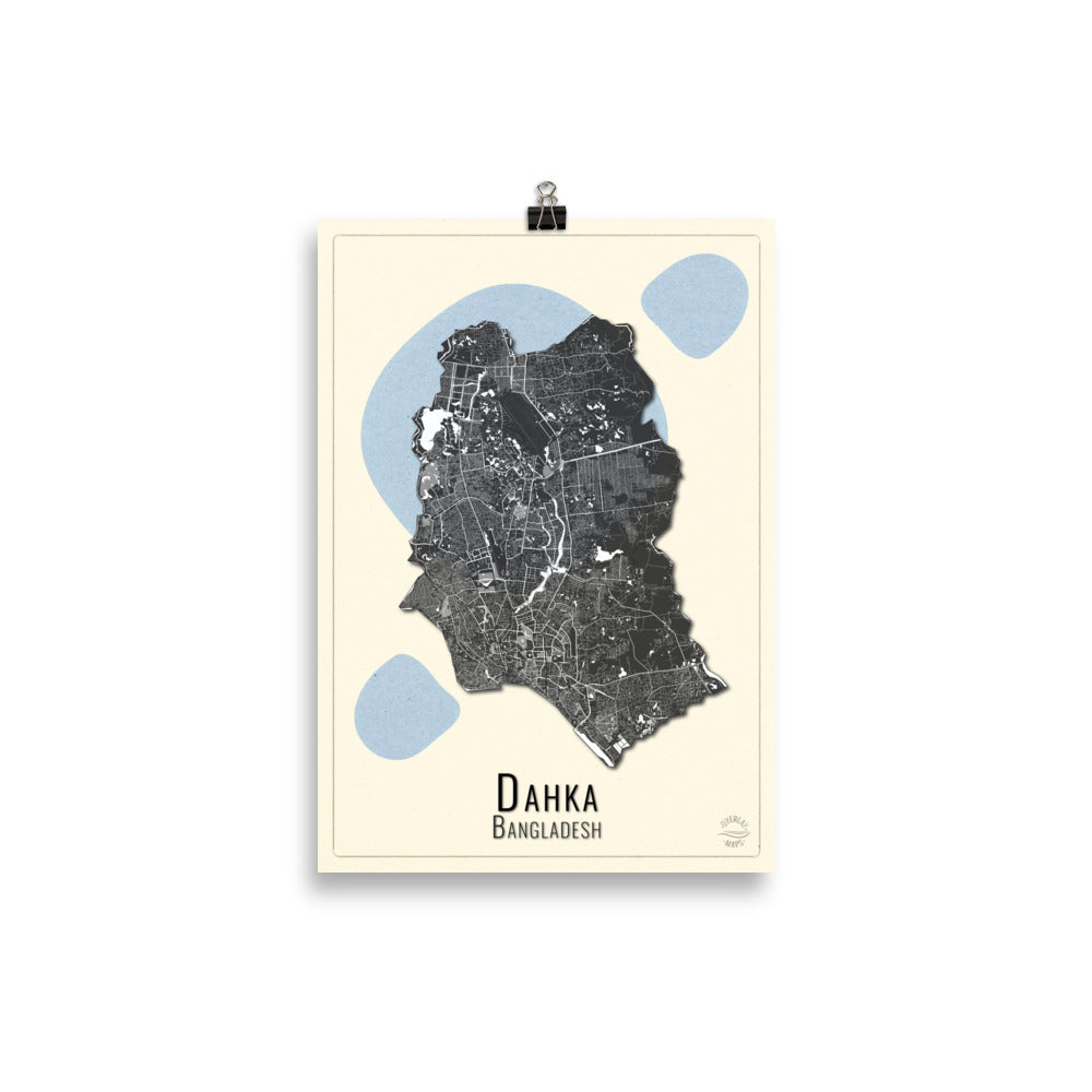 Dhaka, Bangladesh Map | Stylish Wall Decor for Travelers | Accurate and Handmade | Black and white | Home decor poster