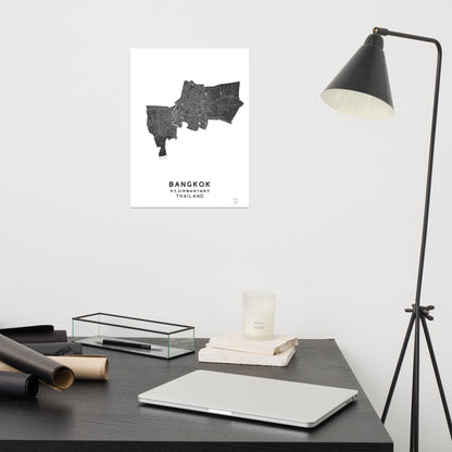 Minimalist Bangkok Thailand Map: Stylish Wall Decor for Travelers | Accurate and Handmade | Black and white | Home decor poster perfect gift