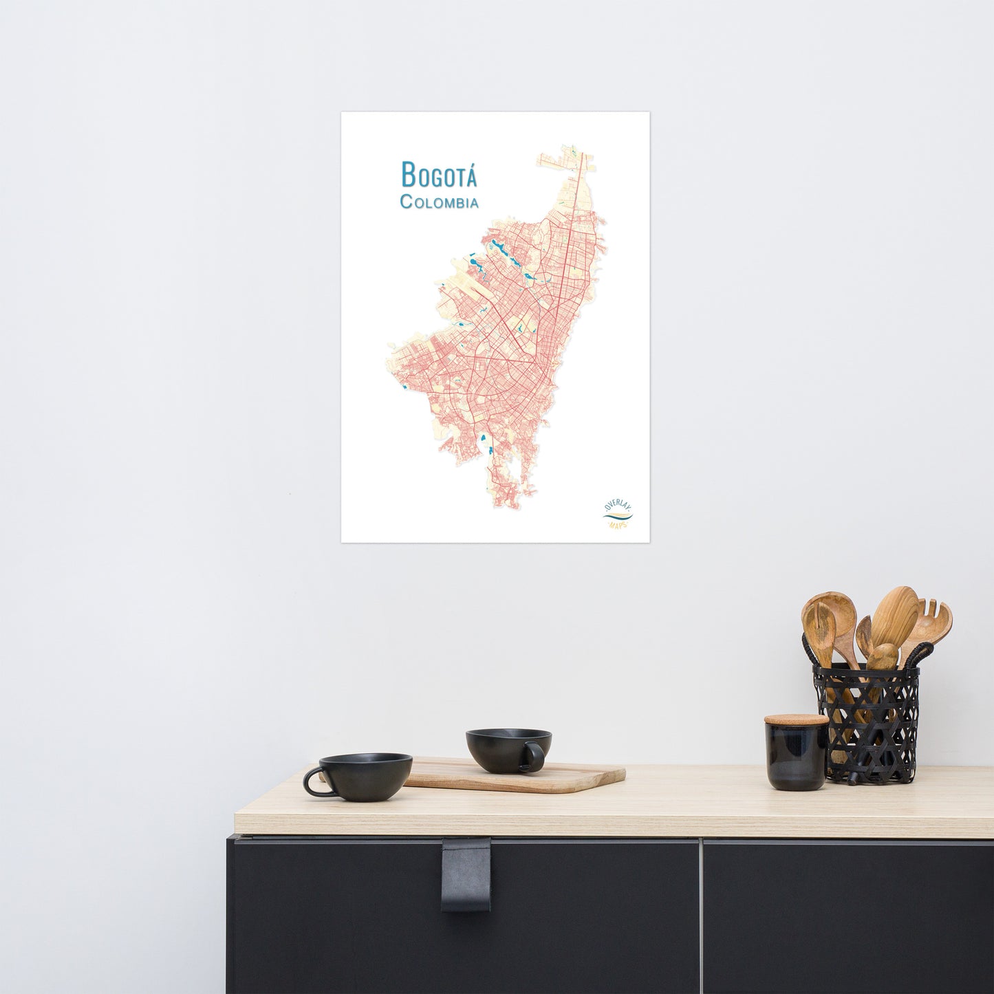 Bogota, Colombia Map: Beautiful Wall Art for Home Decor | Handcrafted and High-Quality |