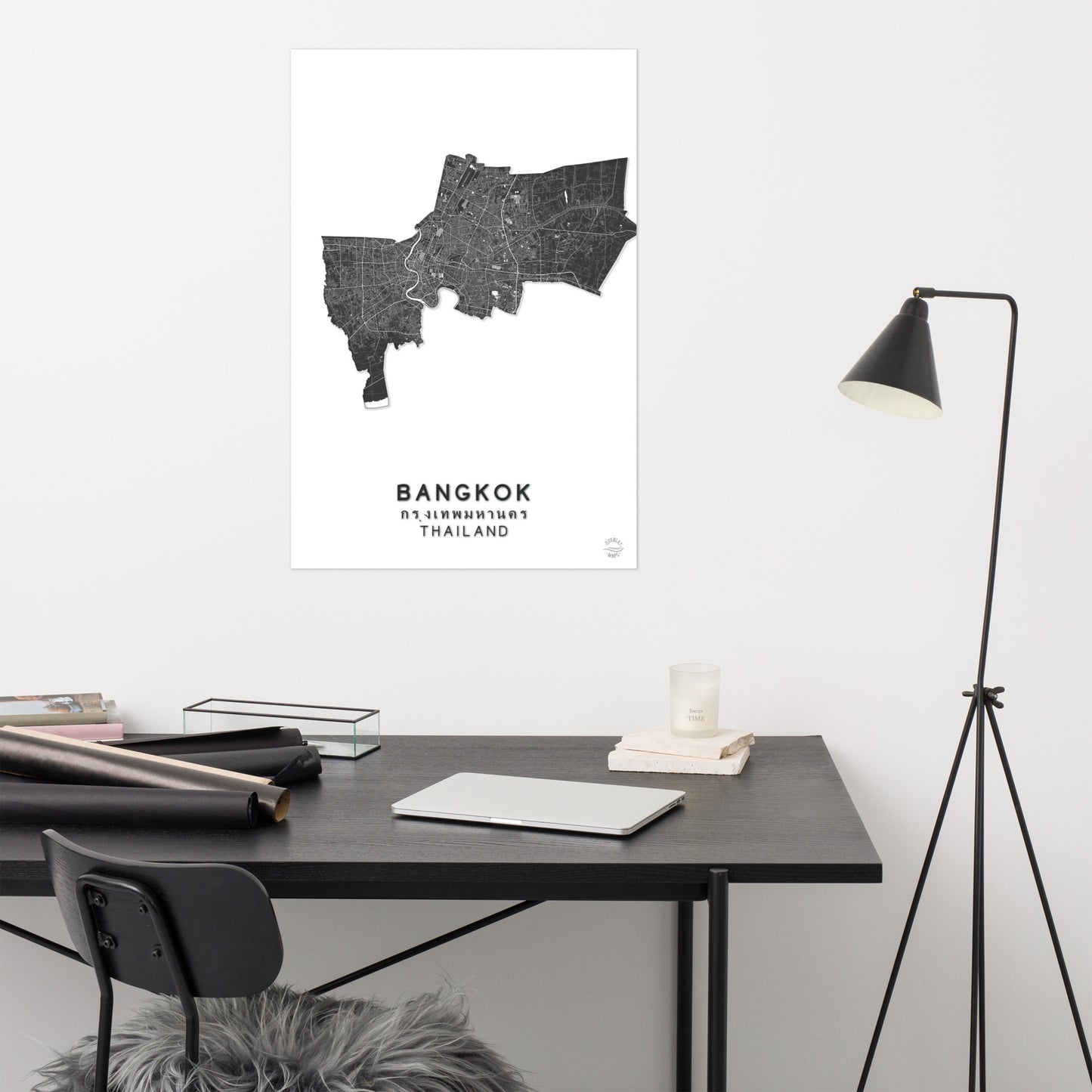 Minimalist Bangkok Thailand Map: Stylish Wall Decor for Travelers | Accurate and Handmade | Black and white | Home decor poster perfect gift