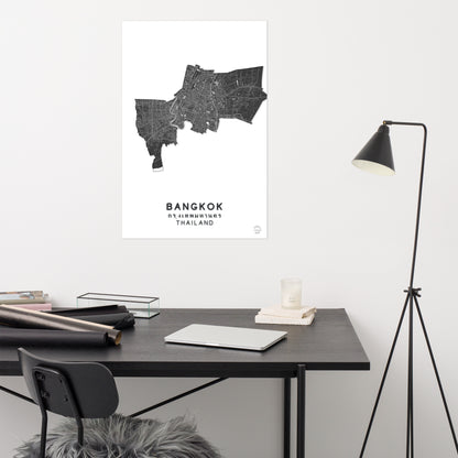 Minimalist Bangkok Thailand Map: Stylish Wall Decor for Travelers | Accurate and Handmade | Black and white | Home decor poster perfect gift