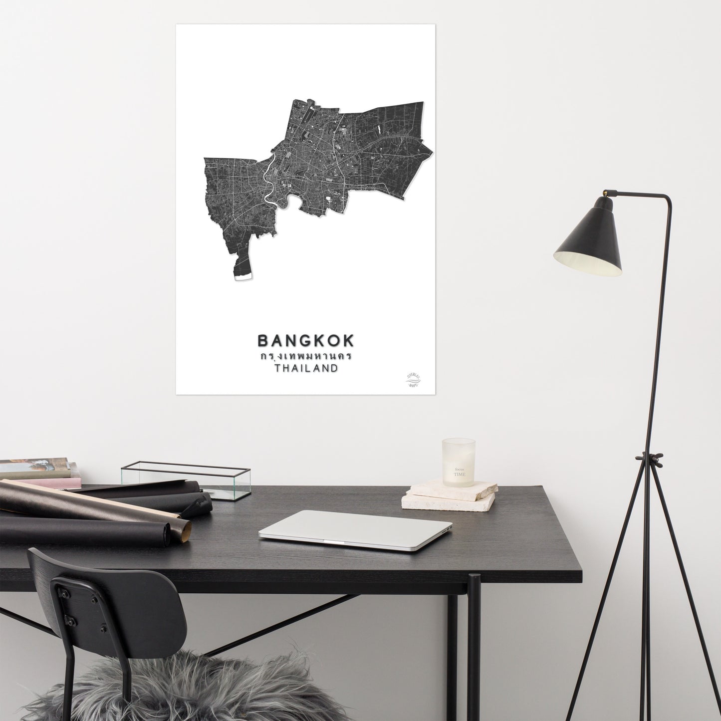 Minimalist Bangkok Thailand Map: Stylish Wall Decor for Travelers | Accurate and Handmade | Black and white | Home decor poster perfect gift