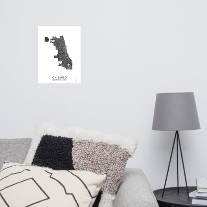 Minimalist Chicago IL USA Map: Stylish Wall Decor for Travelers | Accurate and Handmade | Black and white | Home decor poster perfect gift