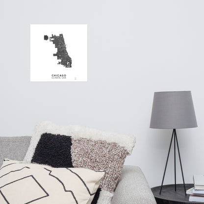 Minimalist Chicago IL USA Map: Stylish Wall Decor for Travelers | Accurate and Handmade | Black and white | Home decor poster perfect gift