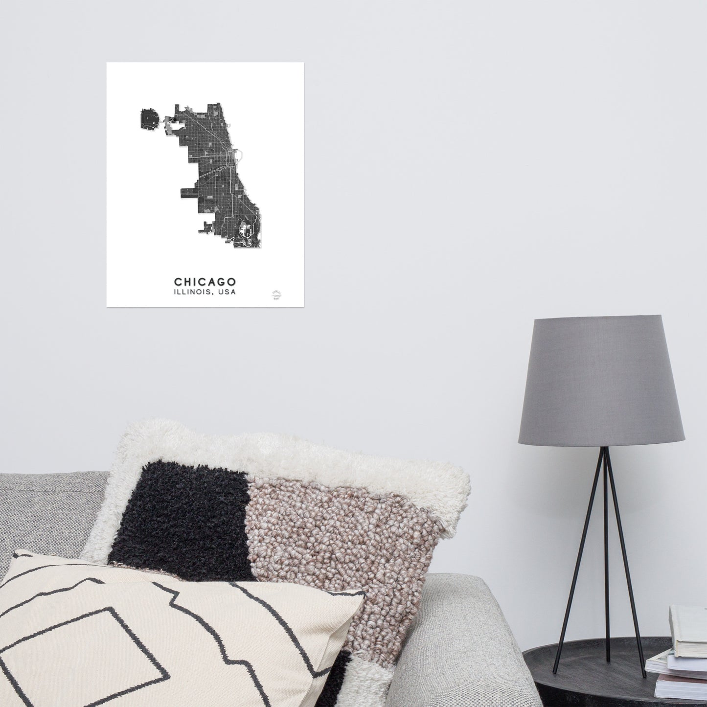 Minimalist Chicago IL USA Map: Stylish Wall Decor for Travelers | Accurate and Handmade | Black and white | Home decor poster perfect gift