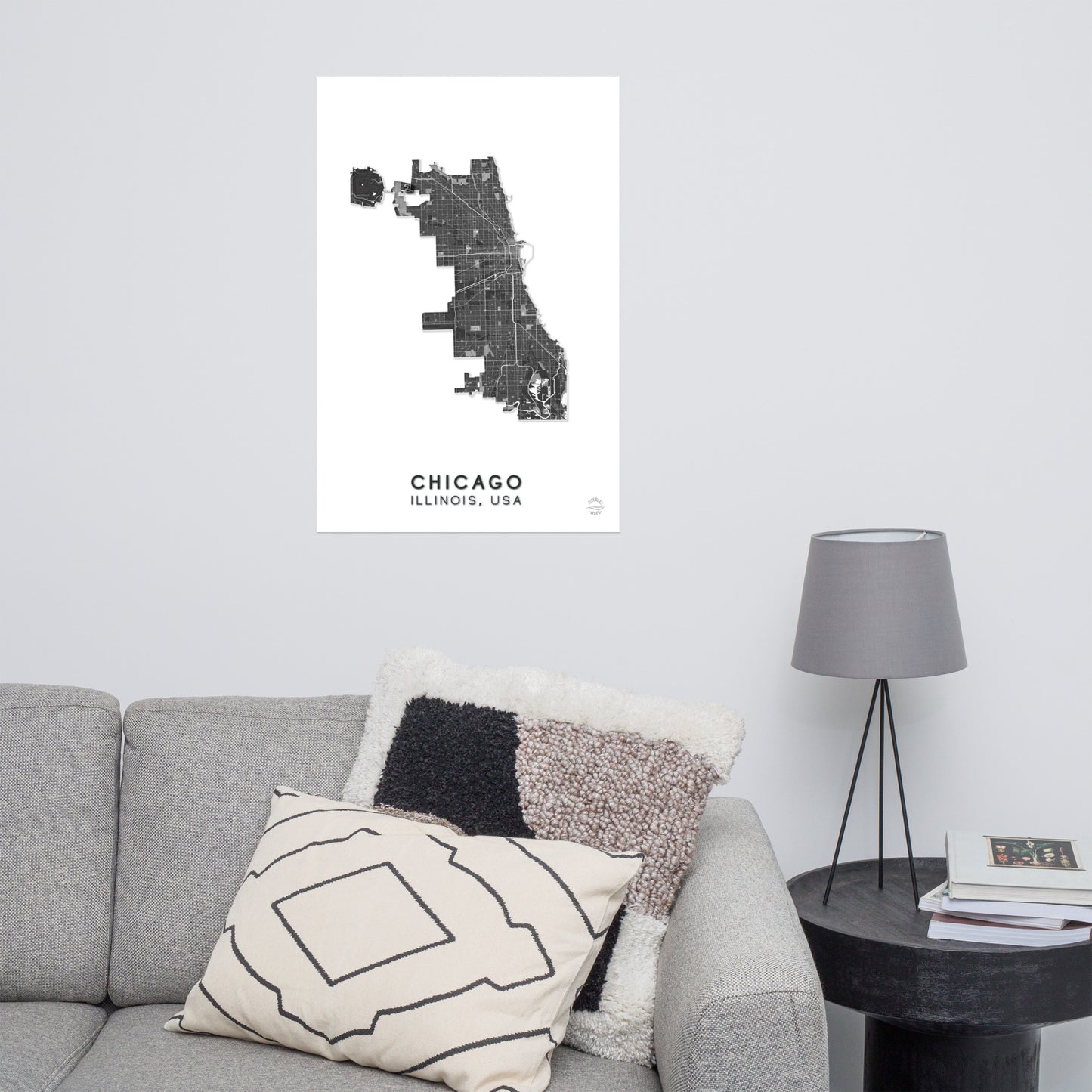 Minimalist Chicago IL USA Map: Stylish Wall Decor for Travelers | Accurate and Handmade | Black and white | Home decor poster perfect gift