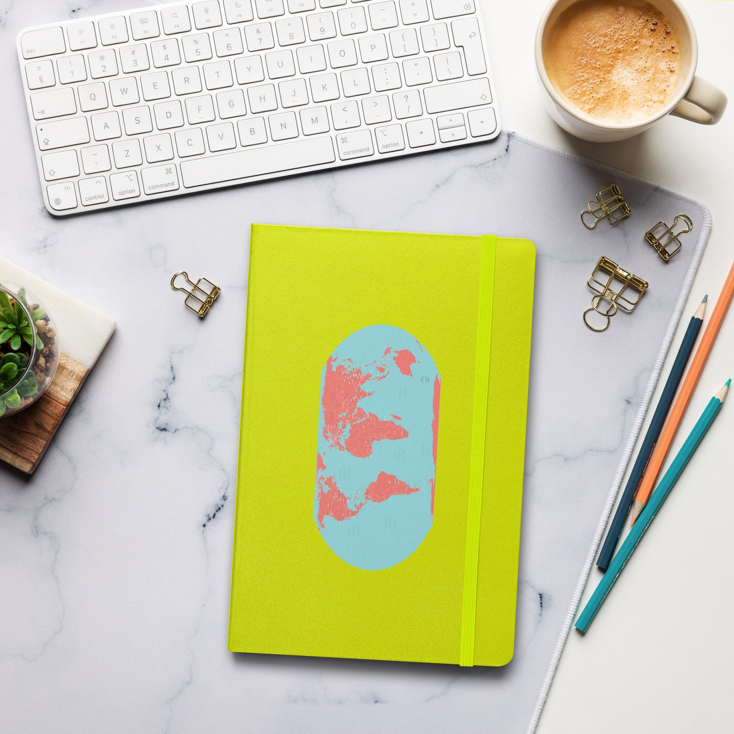 World Map - Hardcover bound notebook